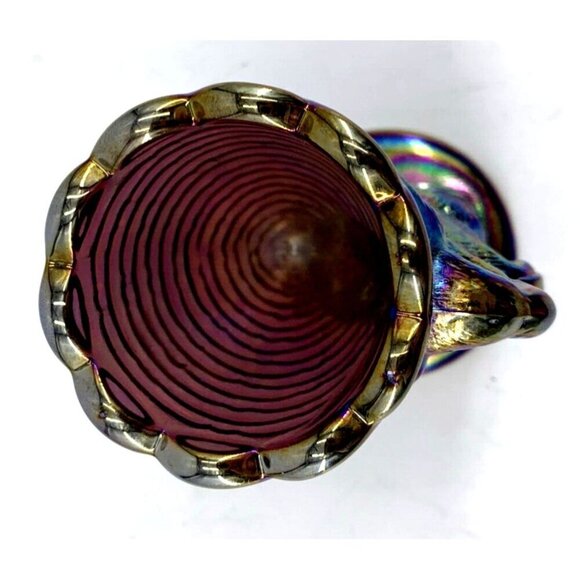 Bunny Rabbit Carnival Glass Egg Cup Toothpick Holder Easter 3.25" Signed Vtg - Picture 6 of 8